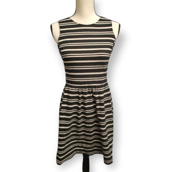 J Crew Womens Black Ivory Striped Panel Dress Size XS Sleeveless - Picture 1 of 9